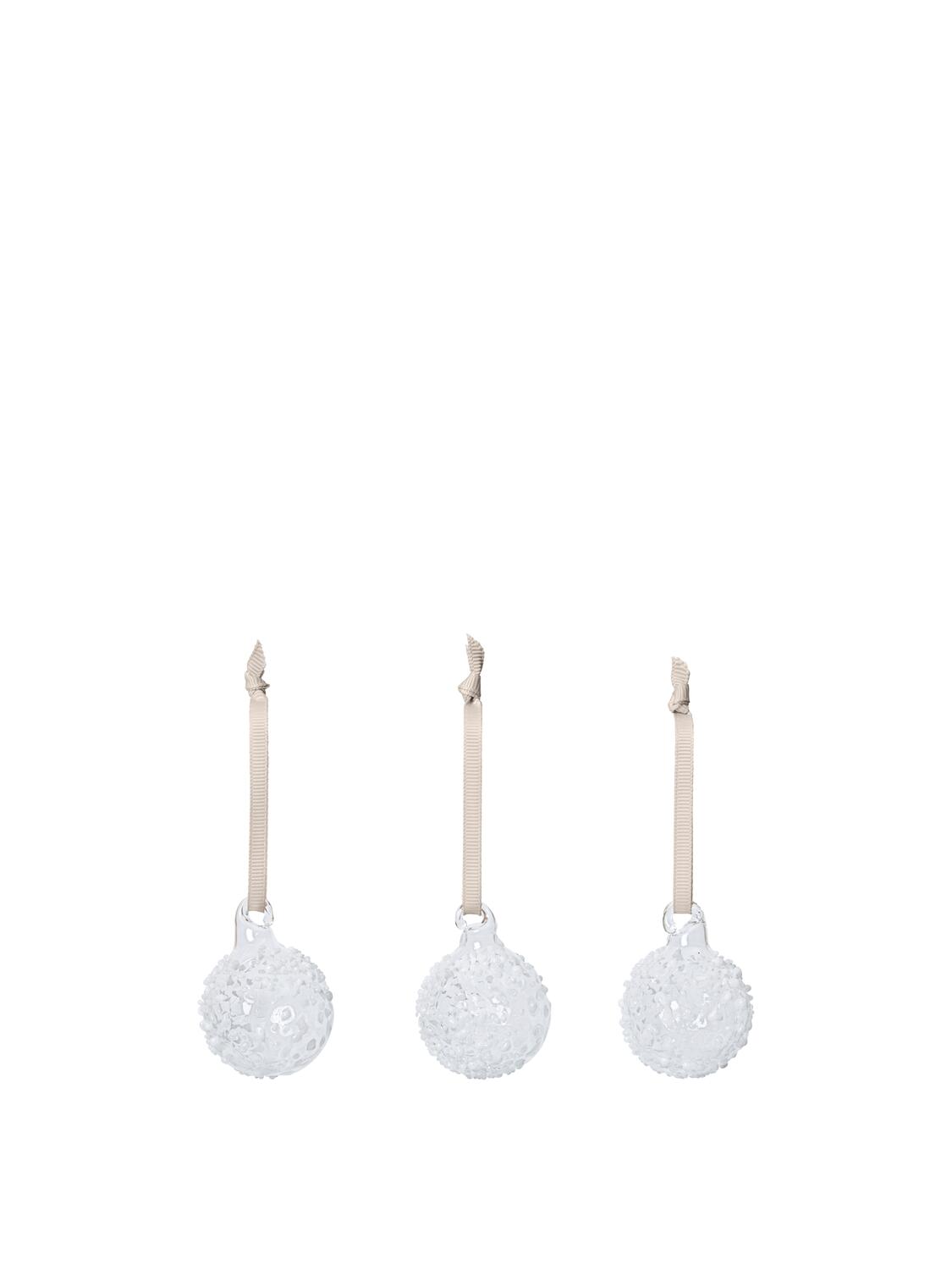 Flurry Glass julekugler, Small, 3 stk – White
